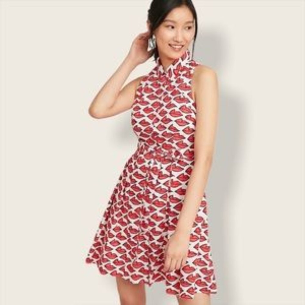 Anthropologie Ann Howell Bullard Lip-Printed Dress